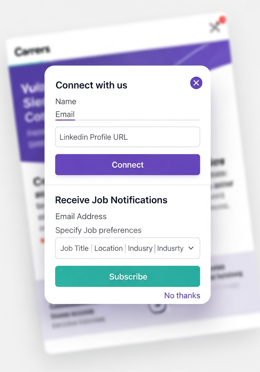 Example career site dynamic engagement form shown to a repeat visitor
